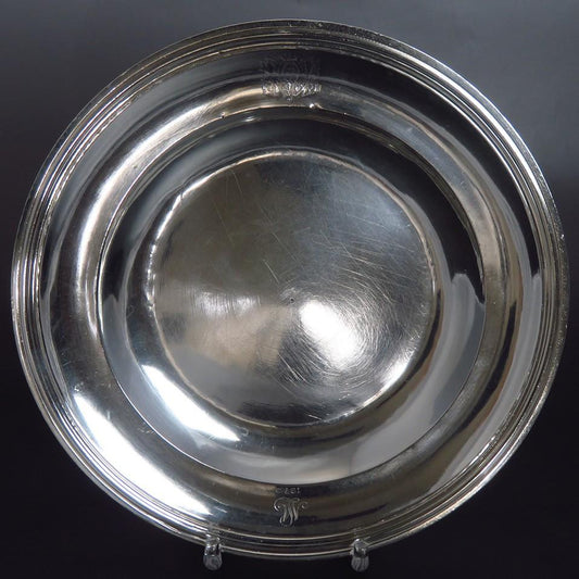 3 Heavy Antique c1800 French 950 Sterling Silver Plates Chargers