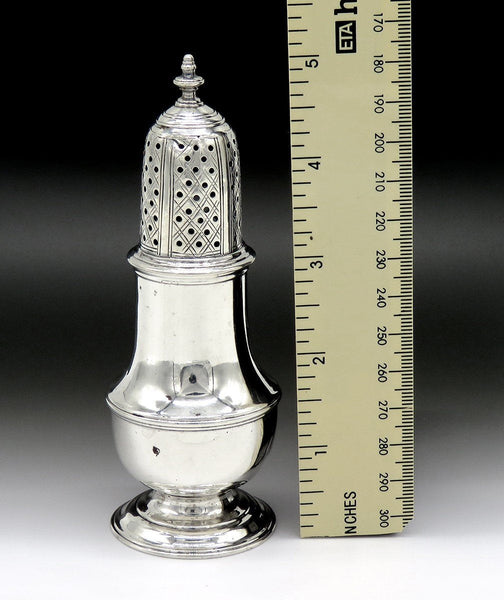 Nice 1767 English Georgian Sterling Silver Salt Pepper Shaker Caster Samuel Wood