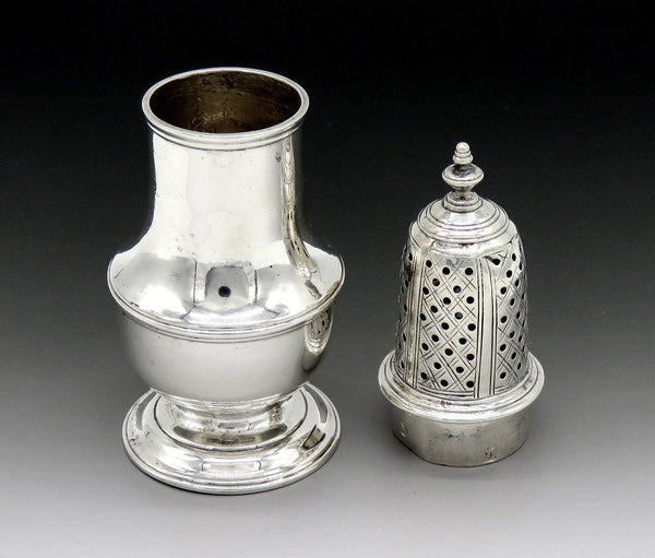 Nice 1767 English Georgian Sterling Silver Salt Pepper Shaker Caster Samuel Wood