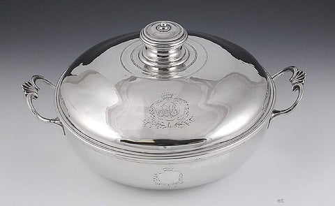 Antique c1780 Jacques Favre French 958 Silver Covered 2 Handle Serving Dish/Bowl