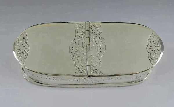 Exquisite c1740s French? European Silver Double Ended Oval Snuff Box Hand Chased