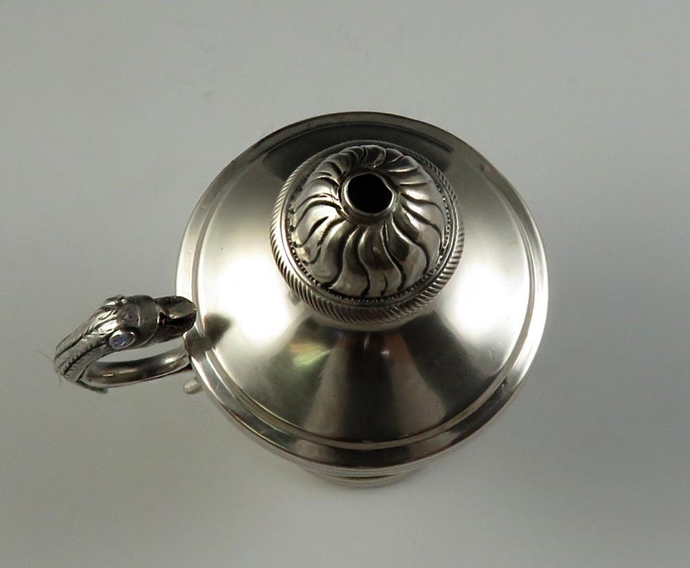 Antique French Silver Leopard Head Alcohol Oil Lamp Essential Oil Diffuser