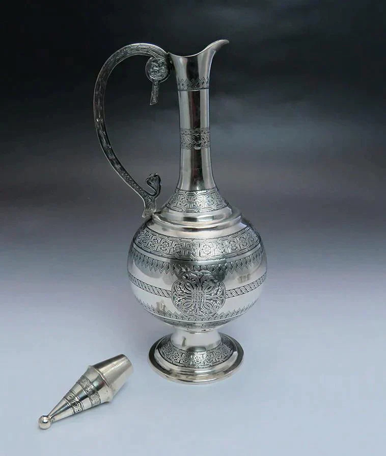 late 1800s/early 1900s Fantastic Turkish Silver Decanter / Ewer & 6 Cups Set