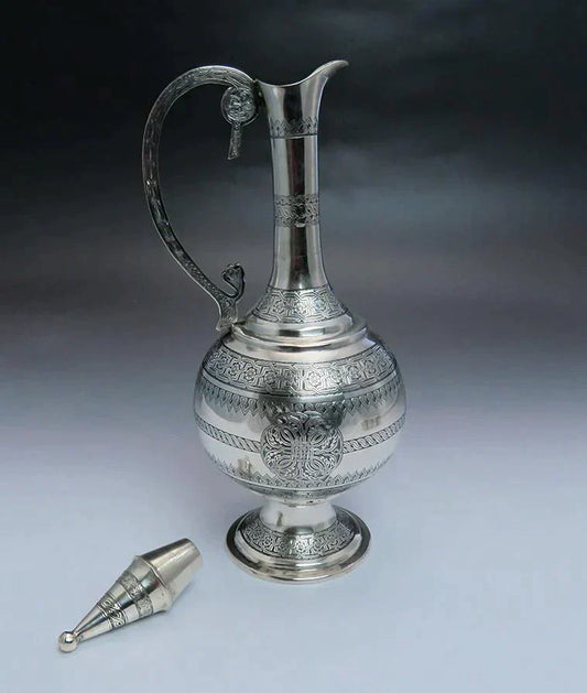 late 1800s/early 1900s Fantastic Turkish Silver Decanter / Ewer & 6 Cups Set