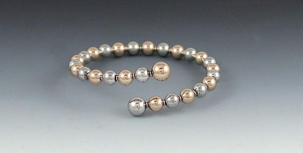 Nice Victorian 14k Gold & Silver Bead Wraparound Bracelet