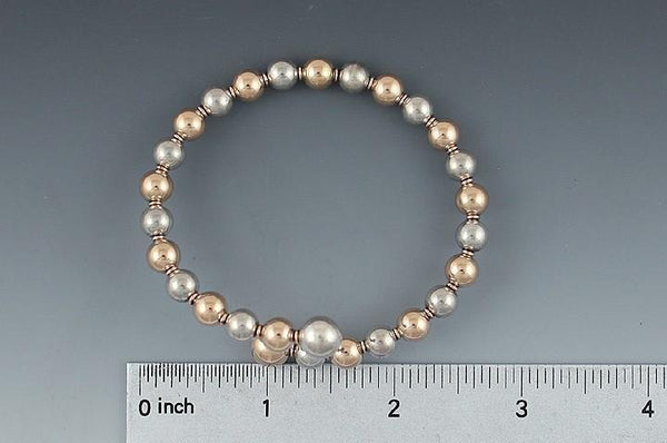 Nice Victorian 14k Gold & Silver Bead Wraparound Bracelet