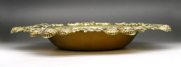 Antique c1895 Tiffany Co Clover Gold Wash Sterling Silver Bowl Dish 6 1/2"