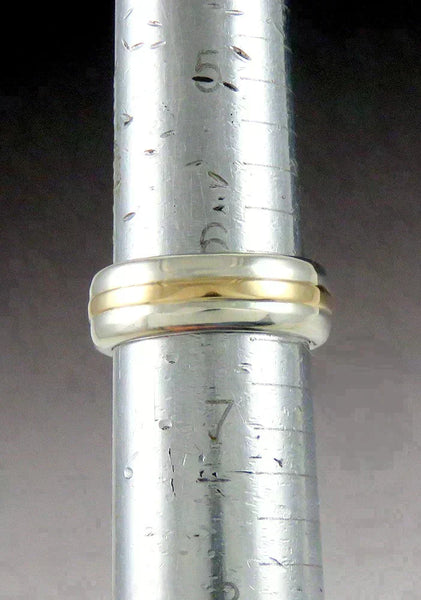 Modern 14K Yellow Gold Sterling Silver Band Ring