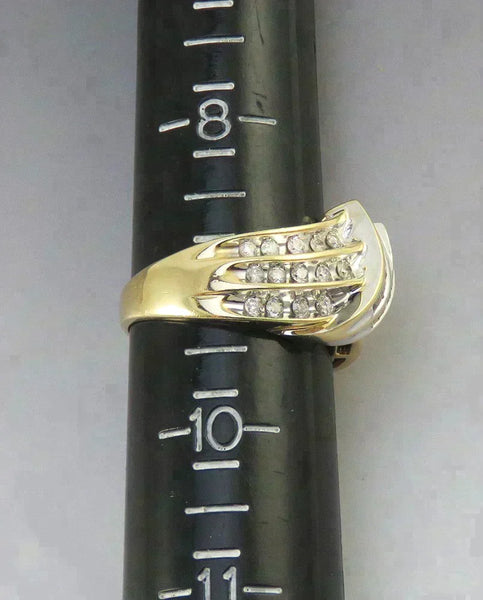 Stunning 14K Yellow Gold 1 Carat Diamond Wide Band Statement Ring