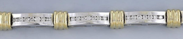 Attractive 2-Tone 14k Gold & Channel Set ~1ct Diamond Bracelet