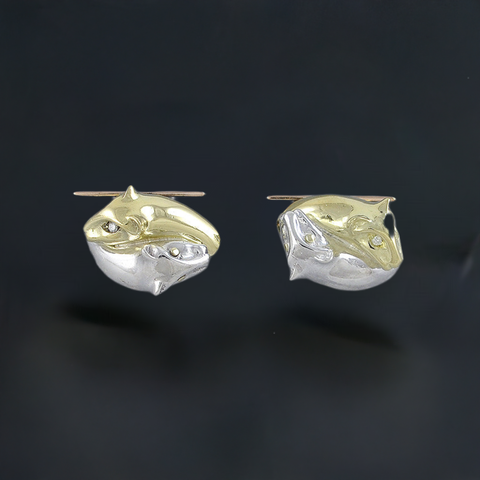 Incredible 18k White & Yellow Gold Leopard Panther Ying Yang Two Tone CuffLinks