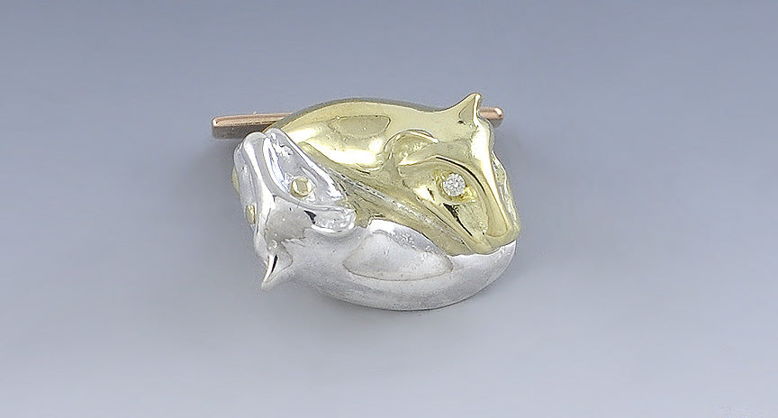 Incredible 18k White & Yellow Gold Leopard Panther Ying Yang Two Tone CuffLinks