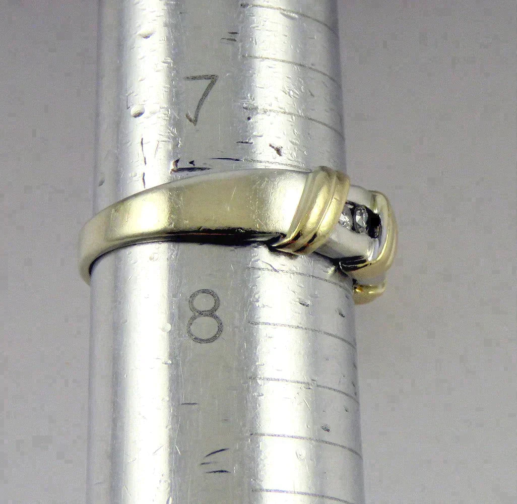 Two Tone 14K White Yellow Gold 1/4CT Diamond Anniversary/Wedding Band Ring