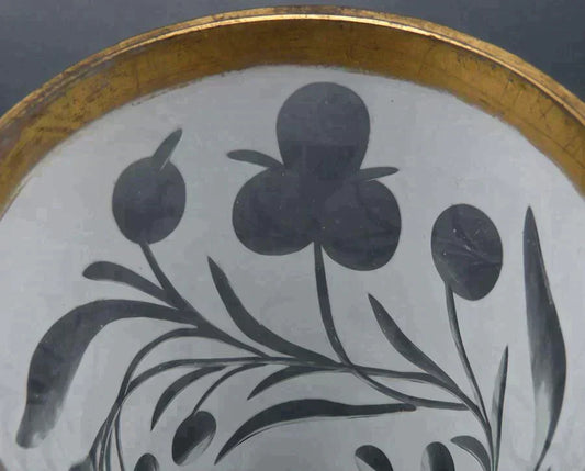 Antique Bohemian White Cut to Clear Crystal Floral Vase Glass