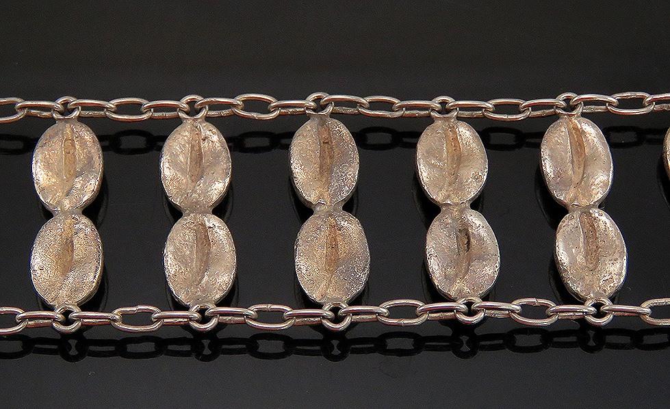 Sterling Silver Barista Coffee Bean Bracelet Size 7 to 7 3/4 Adjustable