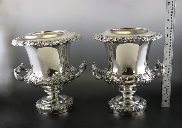 Impressive Pair Old Sheffield Fused Silverplate Wine Cooler Champagne Buckets