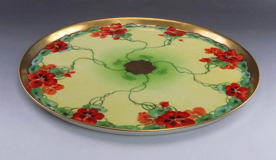 c1900 J. H. Brauer T&V Vogt Hand Painted Porcelain Floral Platter Serving Dish