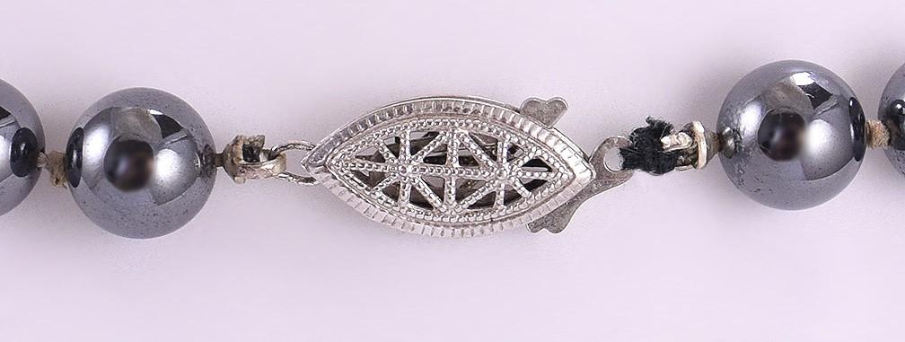 Wonderful Asian Vintage 800+ Purity Silver and Hematite Round Bead Necklace