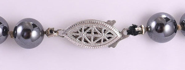 Wonderful Asian Vintage 800+ Purity Silver and Hematite Round Bead Necklace