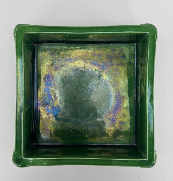 Beautiful Mid/Late 1800s Chinese Green Glazed Square Fu Lion Planter Jardiniere