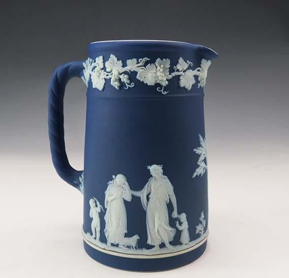 Antique 19th Century Wedgwood Blue Jasperware Pitcher Jug