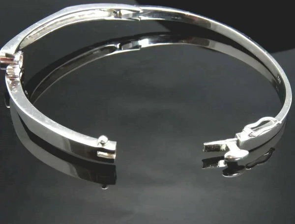 Modern 14k White Gold Diamond Bangle Bracelet