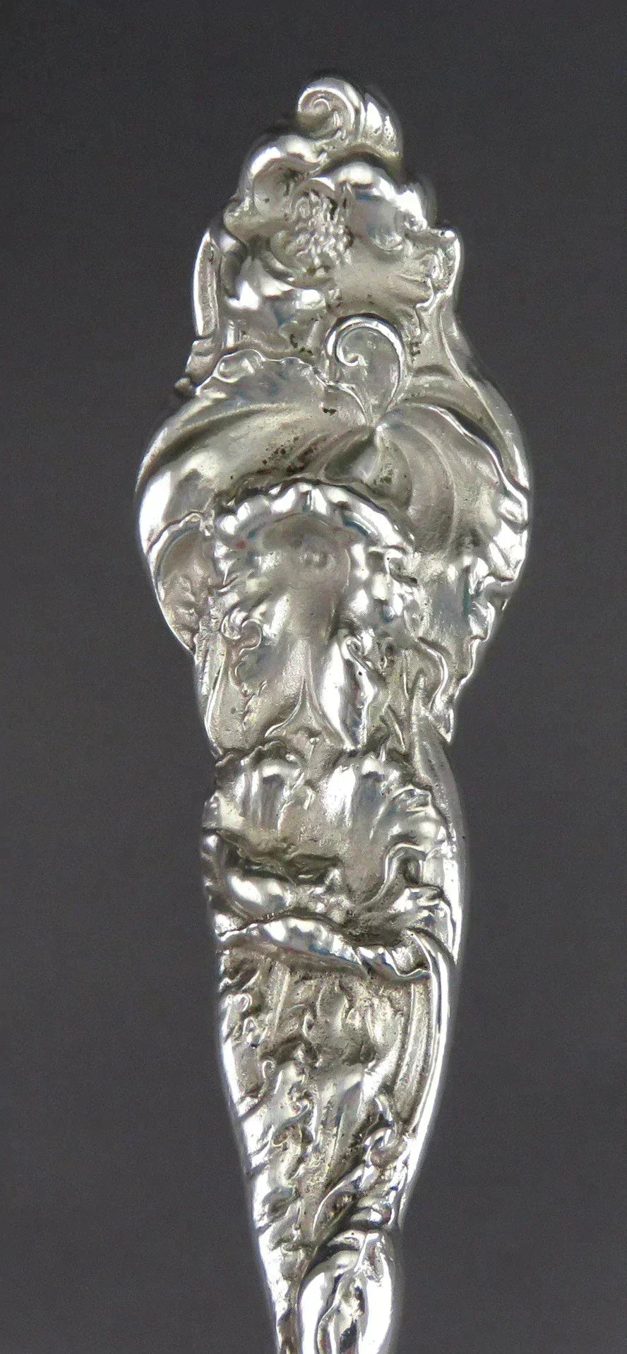 Art Nouveau Sterling Silver Reproduction Cast Six Fleur Serving Fork