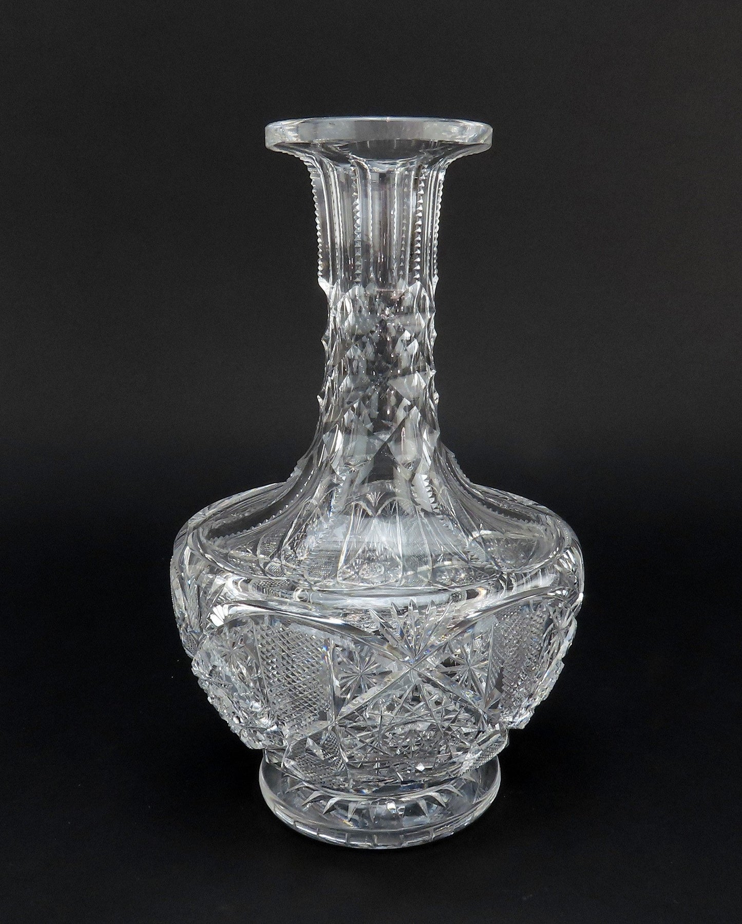 Superb American Brilliant Period Cut Glass Long Neck Carafe Decanter Bottle Vase