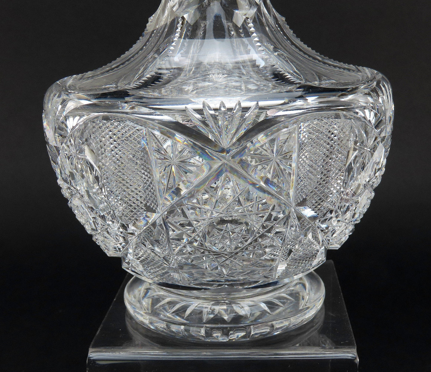 Superb American Brilliant Period Cut Glass Long Neck Carafe Decanter Bottle Vase
