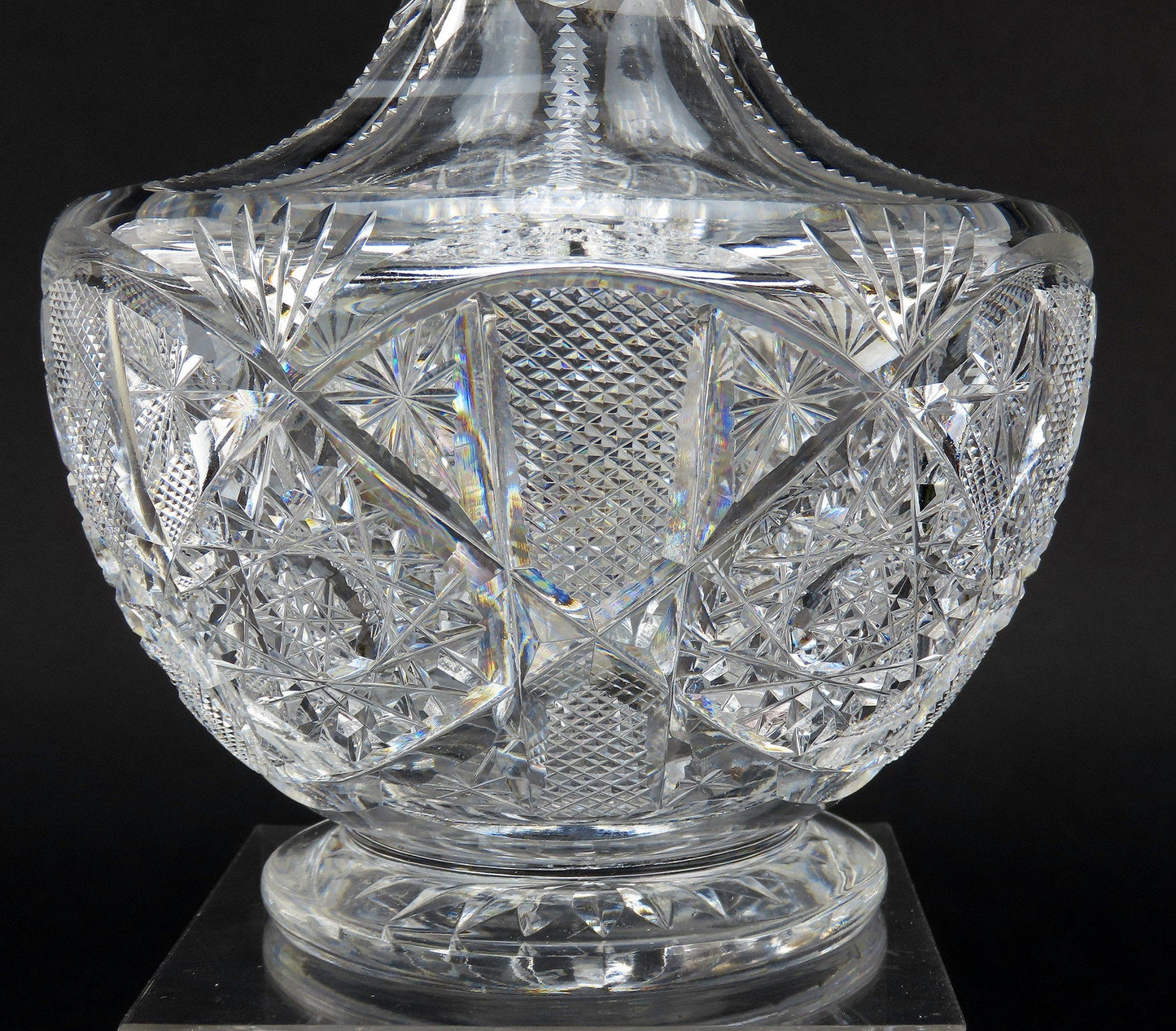 Superb American Brilliant Period Cut Glass Long Neck Carafe Decanter Bottle Vase
