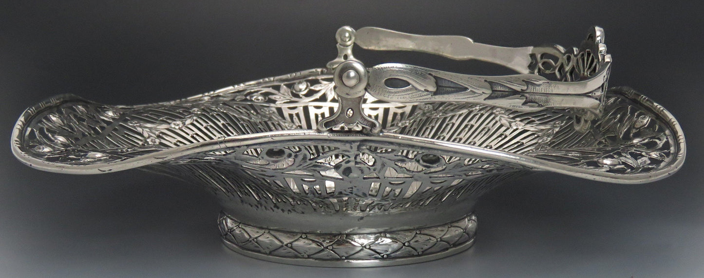 Late 1800's- Early 1900's German Continental Sterling Silver Swing Handle Basket