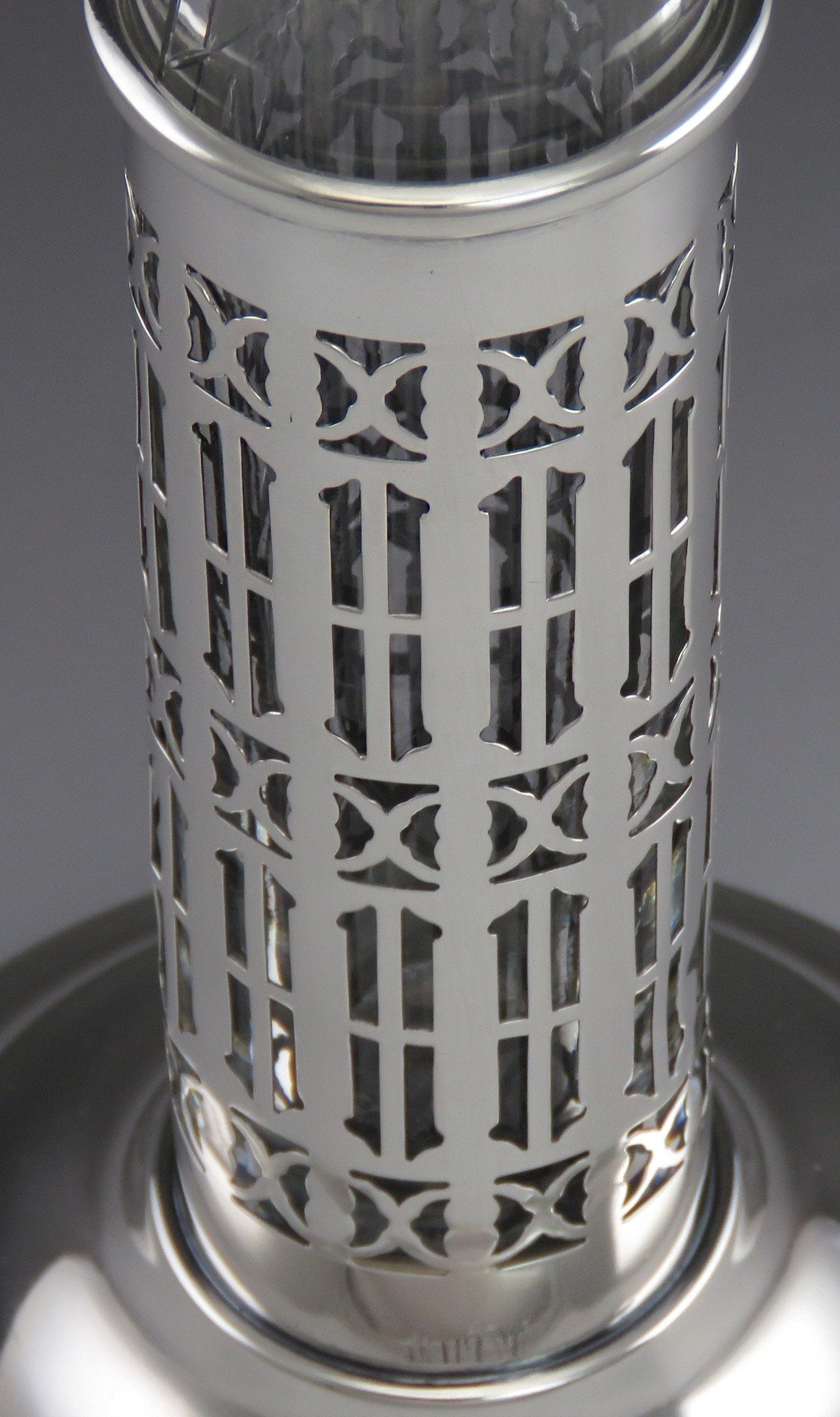 Antique c1900 Mauser Sterling Silver & American Brilliant Cut Glass Vase