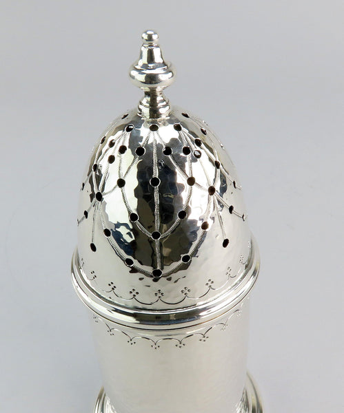 Impressive c1920s Tuttle Sterling Silver Hand Hammered Large Caster Muffineer