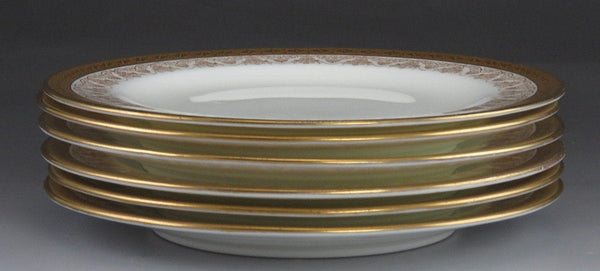 Fine set 6 Cauldon White w/ Gold Gilt Rims Bread & Butter Plates