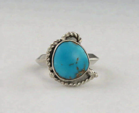 Southwest Native American Indian Sterling Silver and Turquoise Ring Size 6