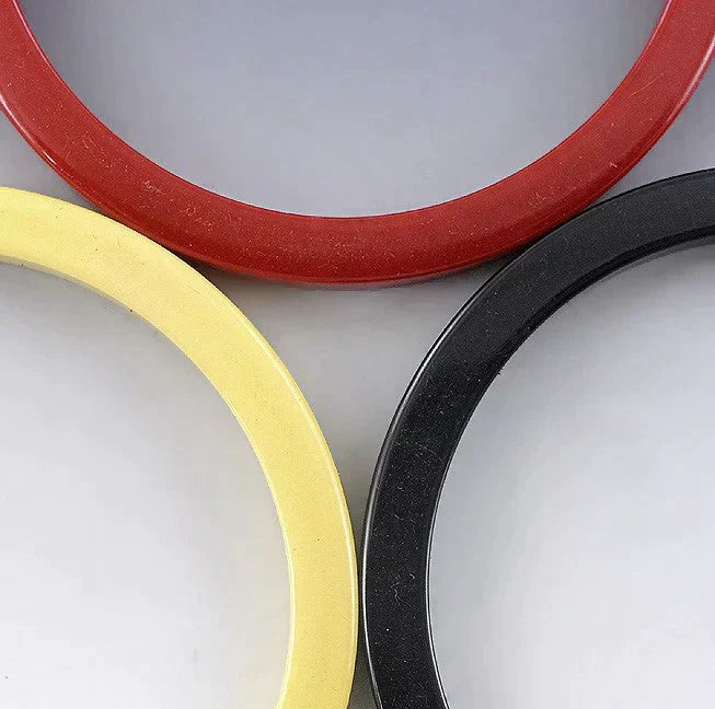 Neat Set 3 Vintage Bakelite Bangle Bracelets Red Black & Yellow