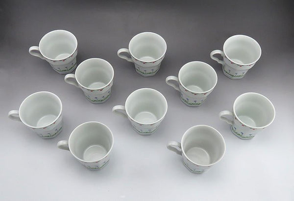 Set of 10 Porcelain Tea Cups Christopher Stuart Bali Hai Younger Than Springtime