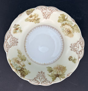 Antique Hermann Ohme Silesia Old Ivory Porcelain XV 15 Round 9.5" Bowl