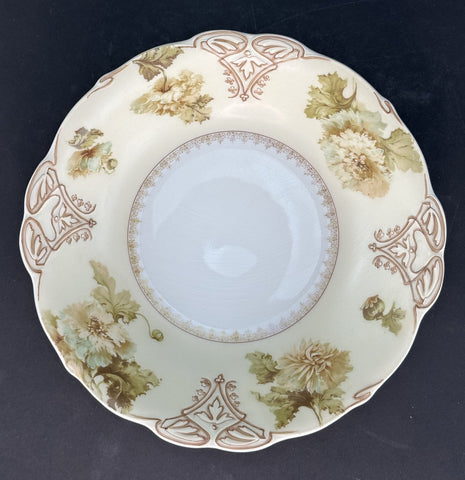 Antique Hermann Ohme Silesia Old Ivory Porcelain XV 15 Round 9.5" Bowl