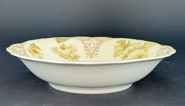 Antique Hermann Ohme Silesia Old Ivory Porcelain XV 15 Round 9.5" Bowl
