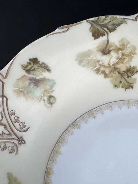 Antique Hermann Ohme Silesia Old Ivory Porcelain XV 15 Round 9.5" Bowl