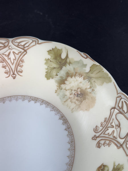 Antique Hermann Ohme Silesia Old Ivory Porcelain XV 15 Round 9.5" Bowl