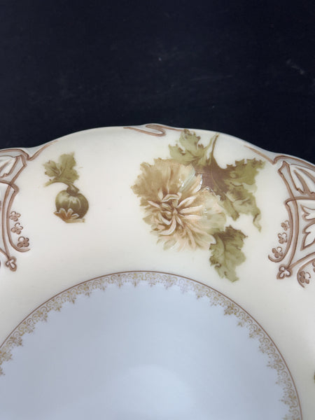 Antique Hermann Ohme Silesia Old Ivory Porcelain XV 15 Round 9.5" Bowl