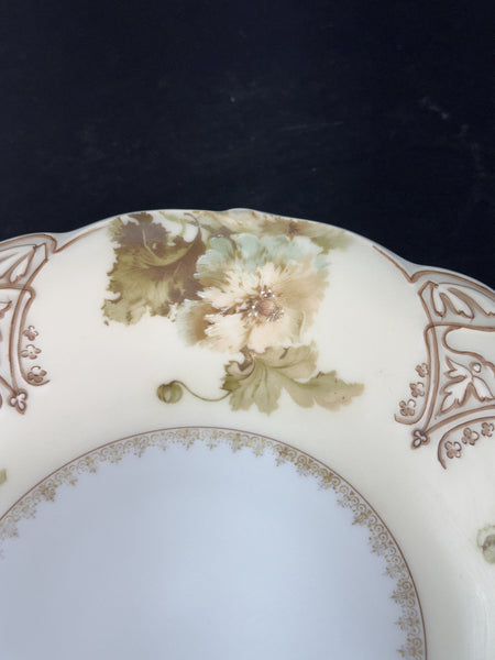 Antique Hermann Ohme Silesia Old Ivory Porcelain XV 15 Round 9.5" Bowl