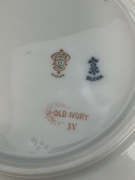 Antique Hermann Ohme Silesia Old Ivory Porcelain XV 15 Round 9.5" Bowl