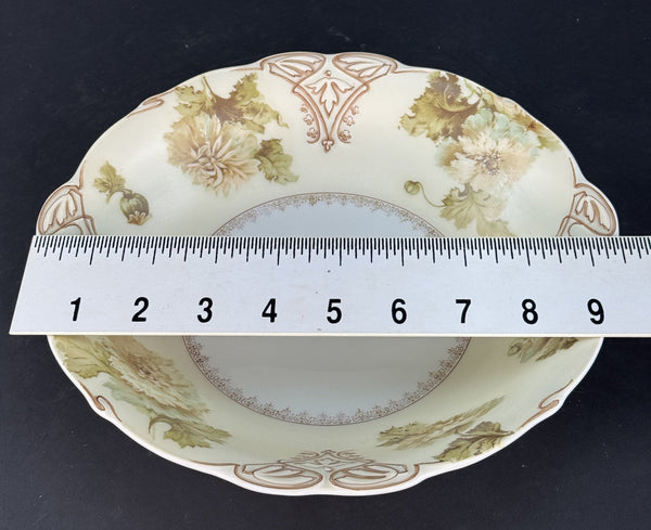 Antique Hermann Ohme Silesia Old Ivory Porcelain XV 15 Round 9.5" Bowl