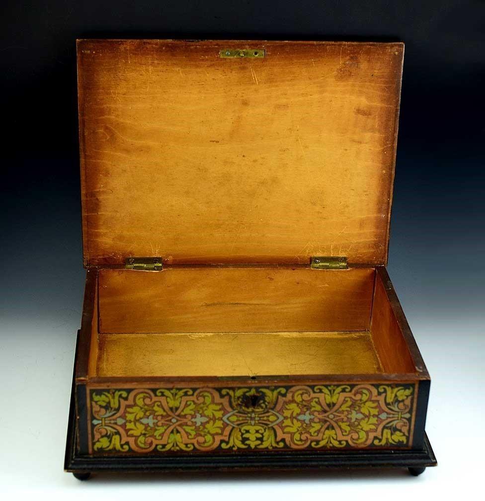 Antique Late 1800s Raised Box w/Classical Greco Roman Hand Painted Decor