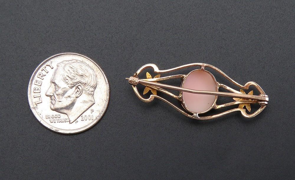 Antique Victorian 10K Yellow Gold Natural Pearl Carved Shell Cameo Pin/Brooch