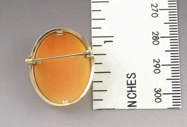 Vintage 1940s 1950s 10K Yellow Gold Carved Shell Flower Girl Cameo Pin/Brooch