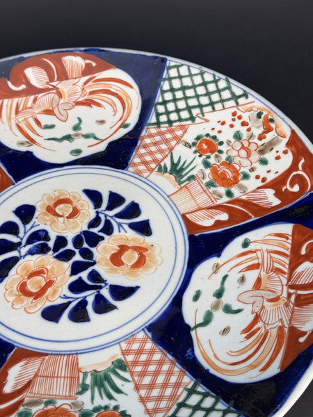 Early/Mid 1800s Japan Imari Porcelain 14.5" Six Panel Round Plate Charger